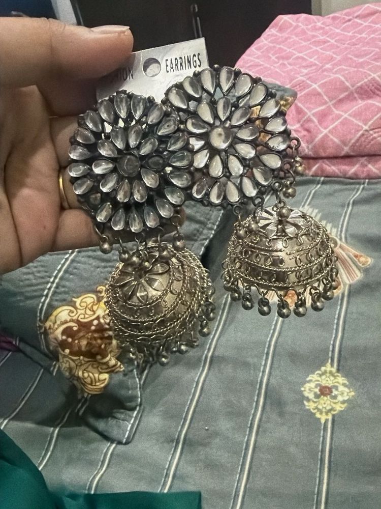 Stunning Oxidized Jhumka Earrings