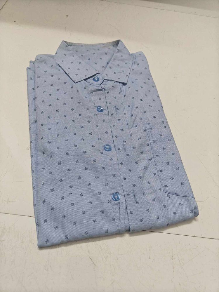Men's Blue Printed Casual Shirt