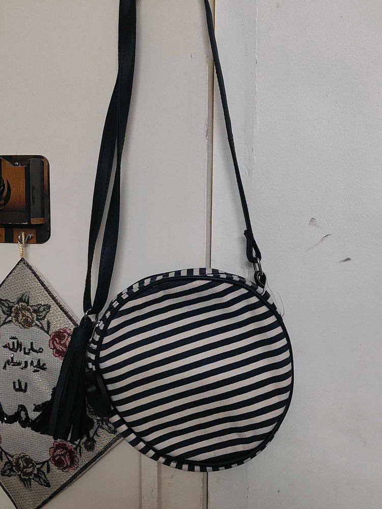 Striped Circle Crossbody Bag