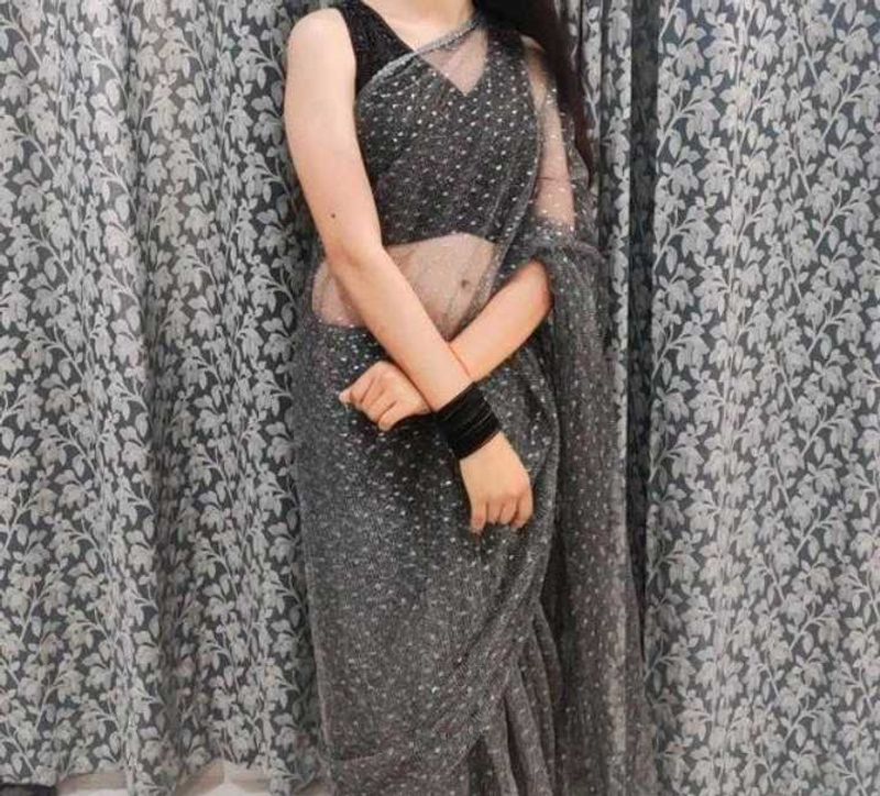 Sparkling Grey shining Saree