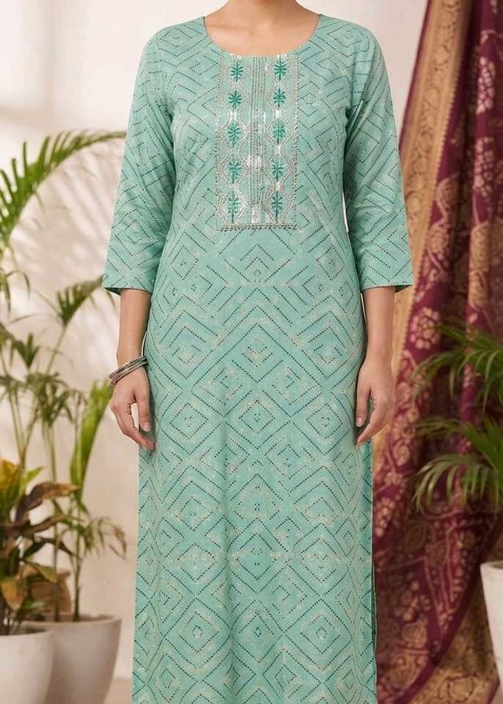 Elegant Teal Geometric Print Kurta