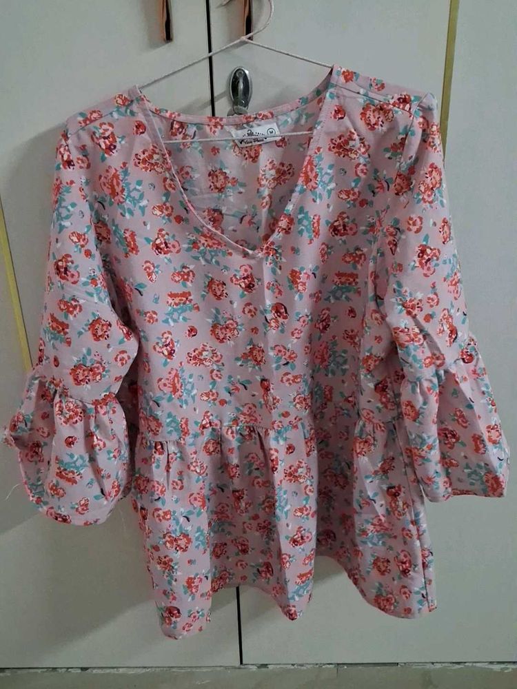 Pretty Floral Bell Sleeve Top