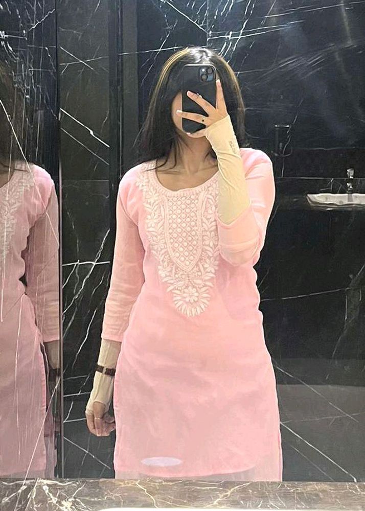 Baby Pink Chikankari Kurta