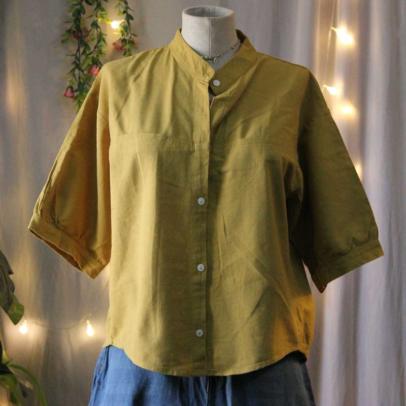 Stylish Mustard Yellow Button-Up Top