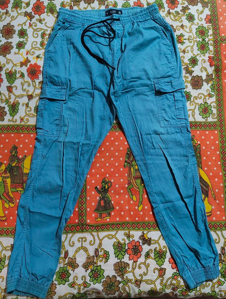 Women's Blue Cargo Jogger Pants