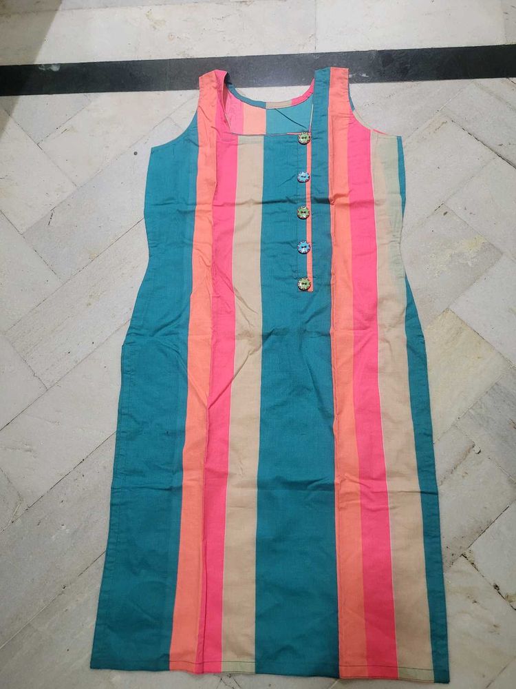 Colorful Striped Sleeveless Kurta