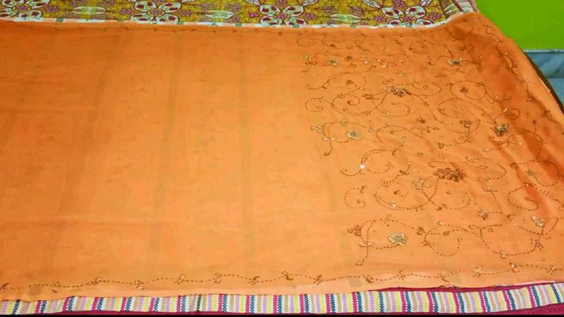 Party Wear Saree(Orange Colour)