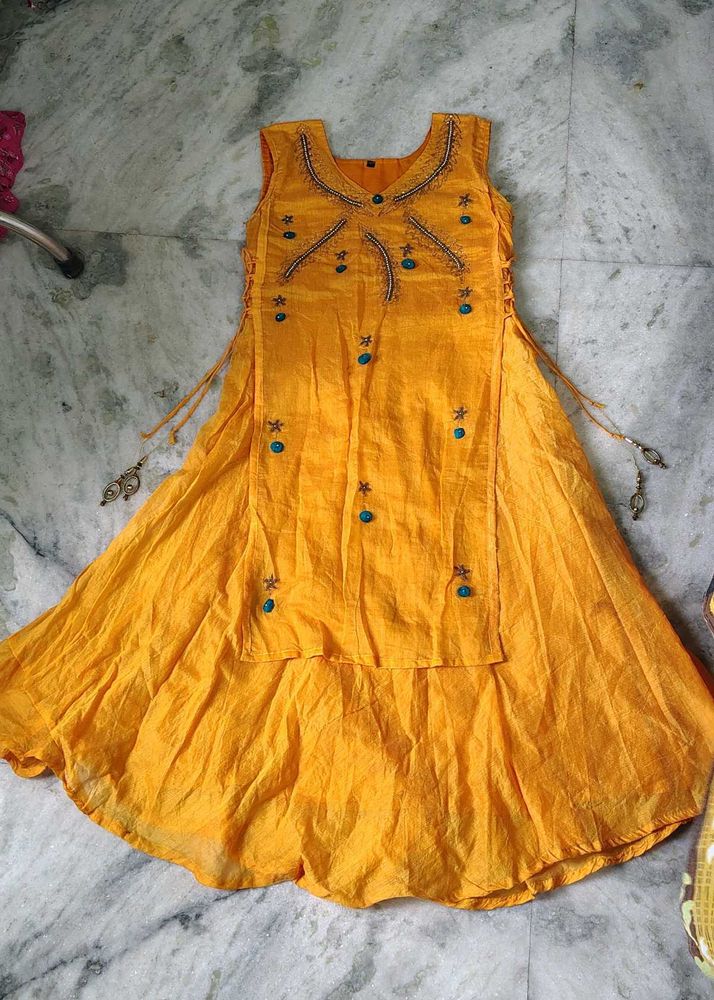 Mustard Yellow Embroidered Gown