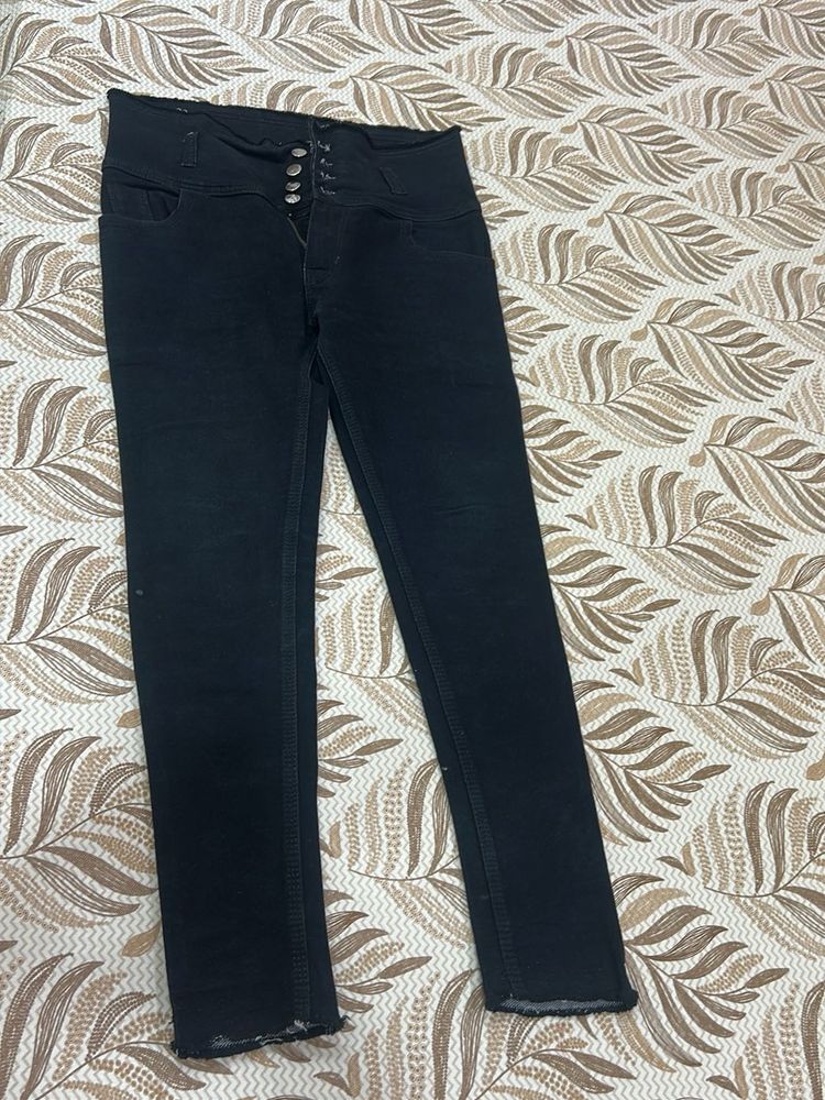 Black High Waist Jeans- New