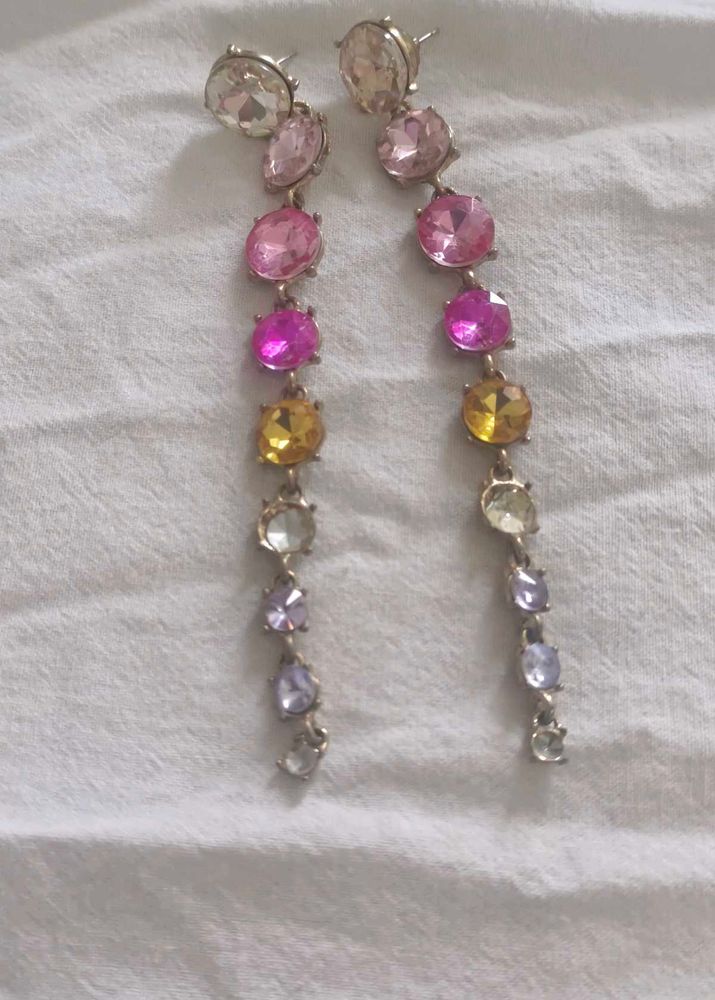 Colorful Gemstone Drop Earrings only two stone is