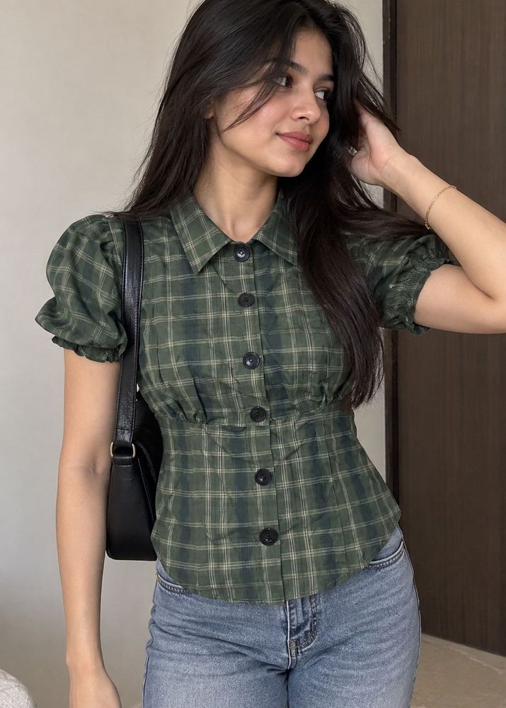 Chic Plaid Button-Up Top