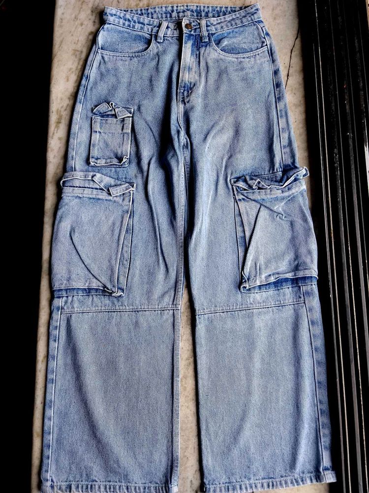 Light Wash Cargo Jeans