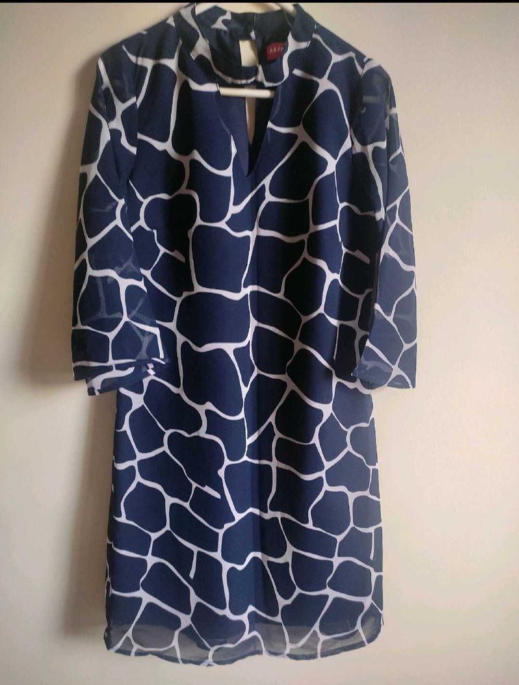 Navy Blue Printed Dress