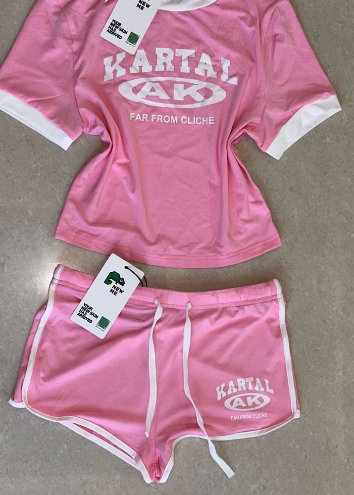 New Me Pink Co-ord Set (Top + Shorts) – With Tag