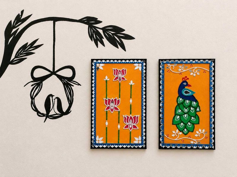 Peacock &amp; Lotus Handmade Wall Art