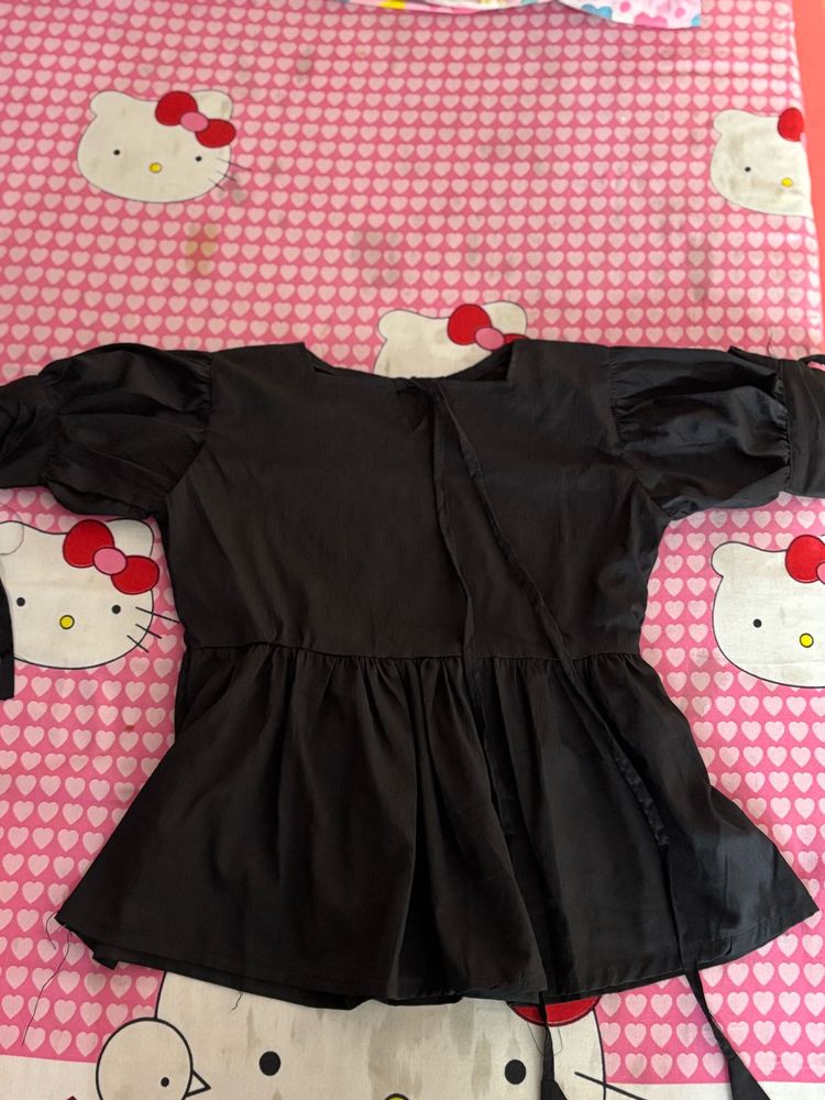 Cute Black Peplum Top