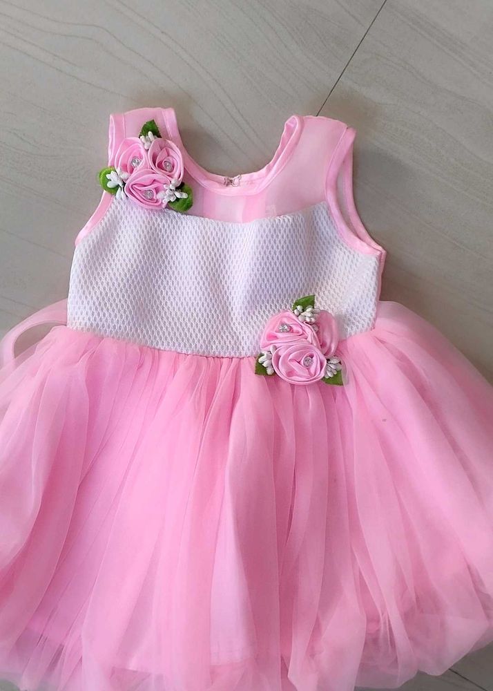 Beautiful Pink and White Partywear Frock