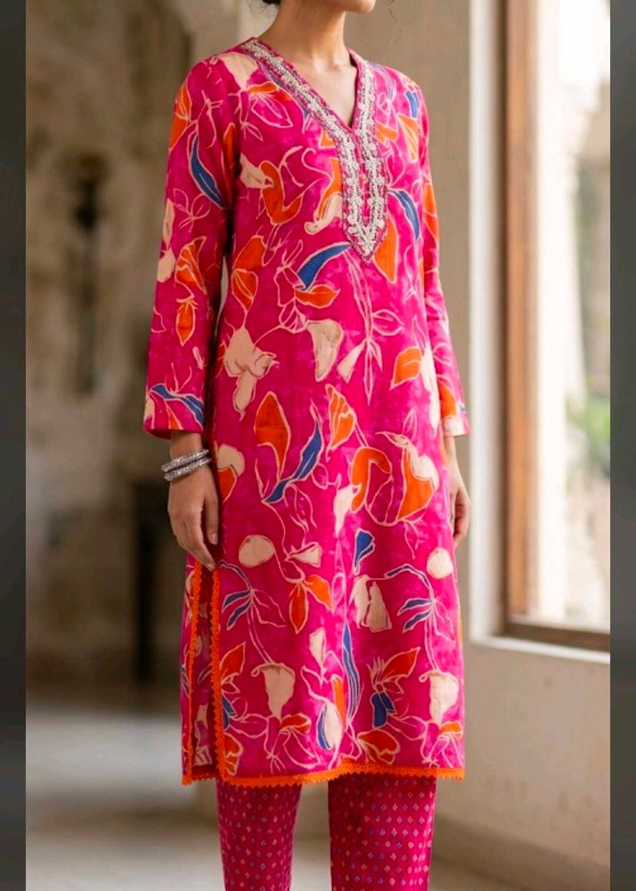 Vibrant Floral Print Kurta Set