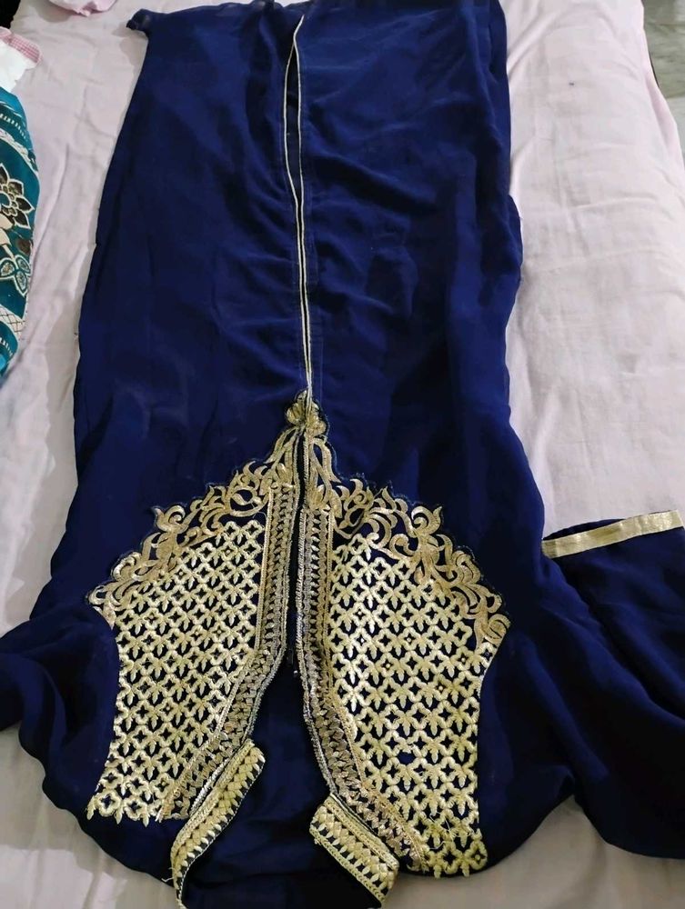 Elegant Blue Embroidered Ethnic Gown
