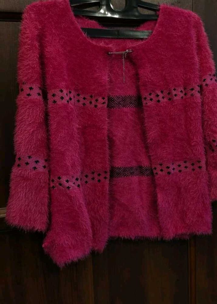 Cozy Pink Fuzzy Cardigan