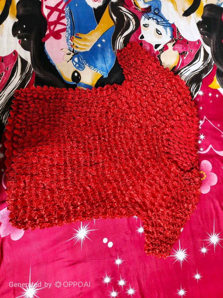 Red silk Top