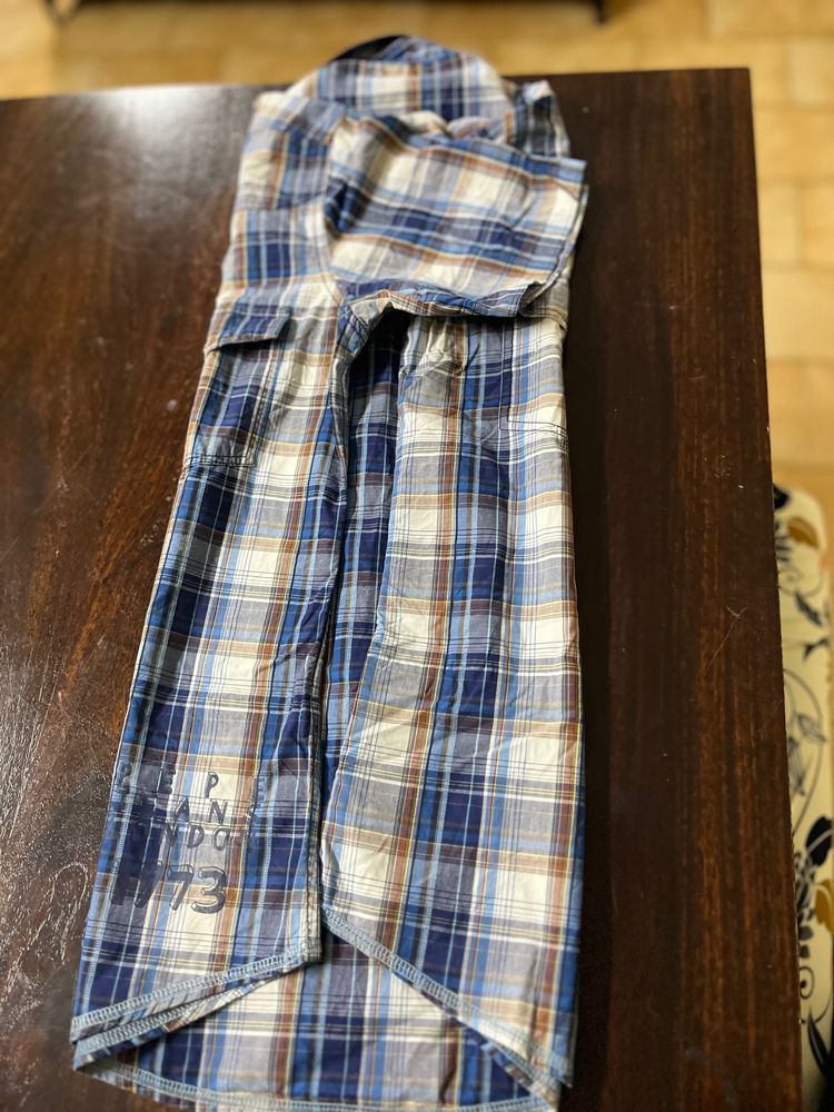 Blue Check Shirt Half Hands