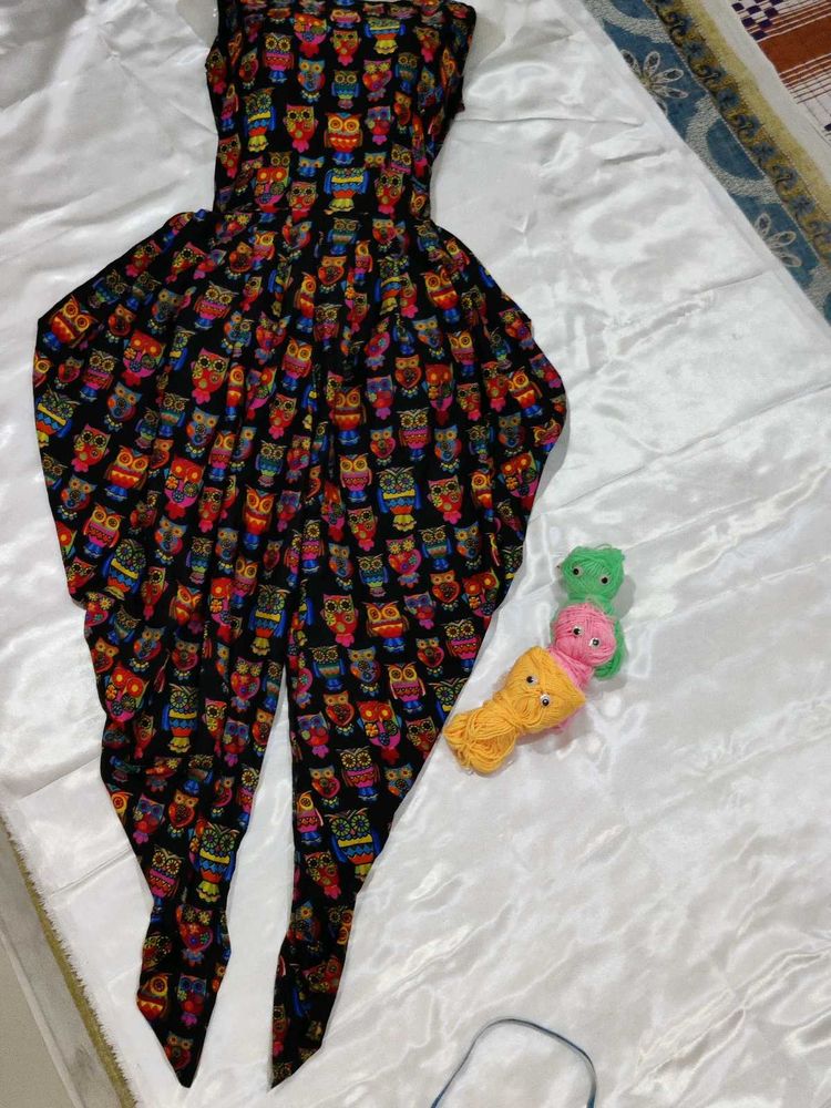 Cute Owl Print Dhoti jumpsuit