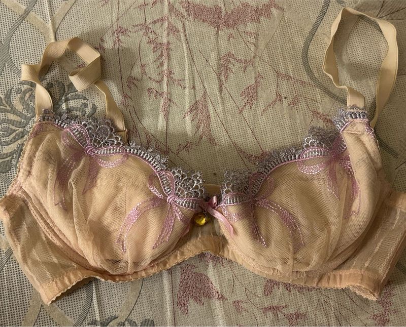 Sheer Lace Bow Bra