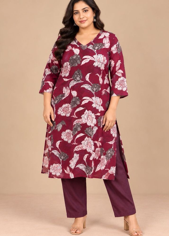 Maroon Floral Kurta Set