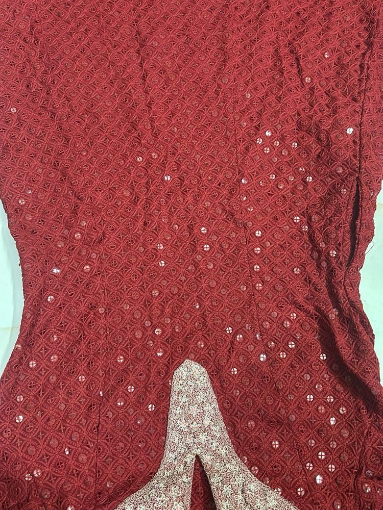 Elegant Red Sequined Kurta