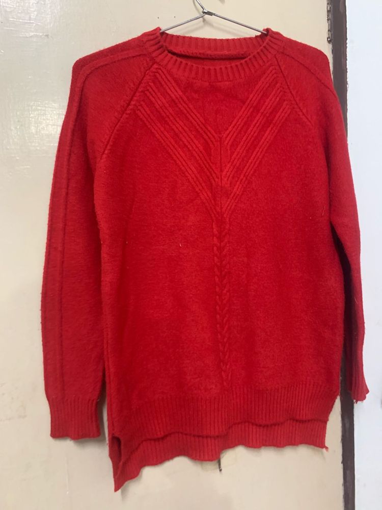 Cozy Red Knit Sweater