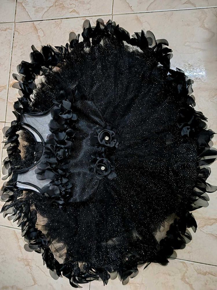 New Black Embellished kids frock