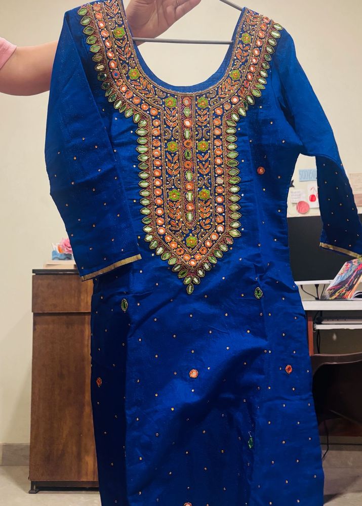 Royal Blue Embroidered suit and salwar
