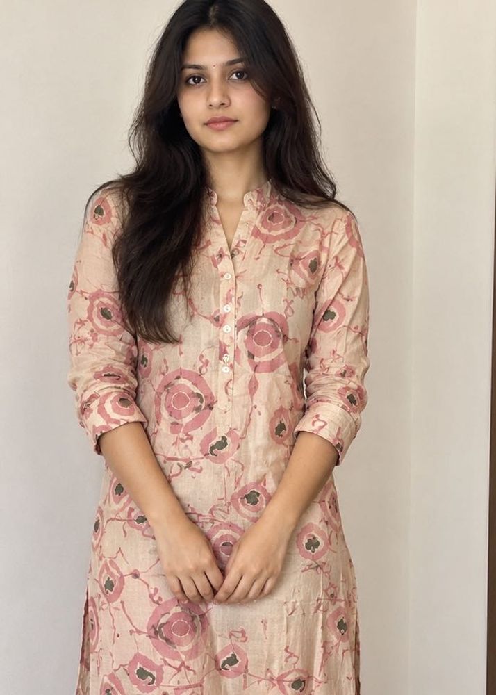 Pink Floral Print Kurta