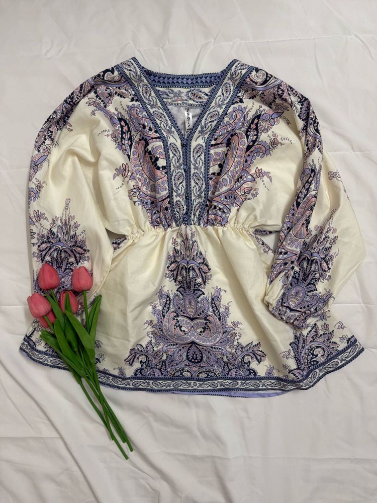 Boho Paisley Print Tunic Top