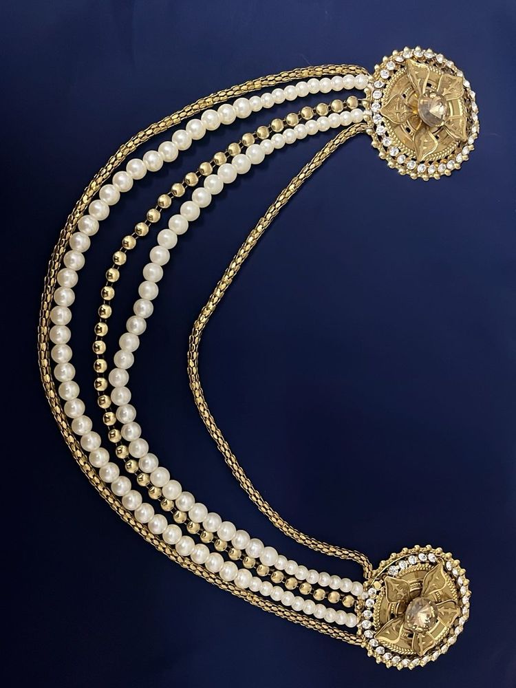 Exquisite Pearl &amp; Gold Tone Multi-Layered dress ac