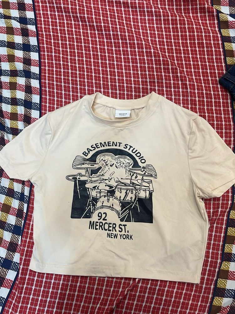 Graphic Print Cream T-Shirt