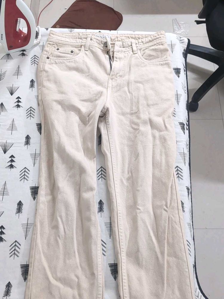 Men's Beige Flare Jeans