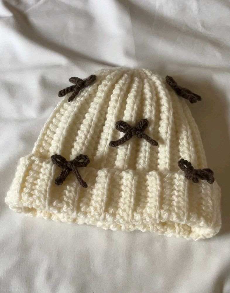 Crochet Beanie with Bows