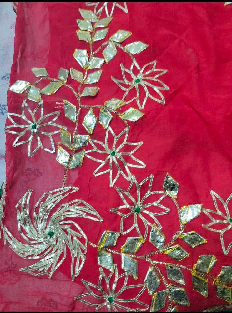 handmade kacha gota patti work saree