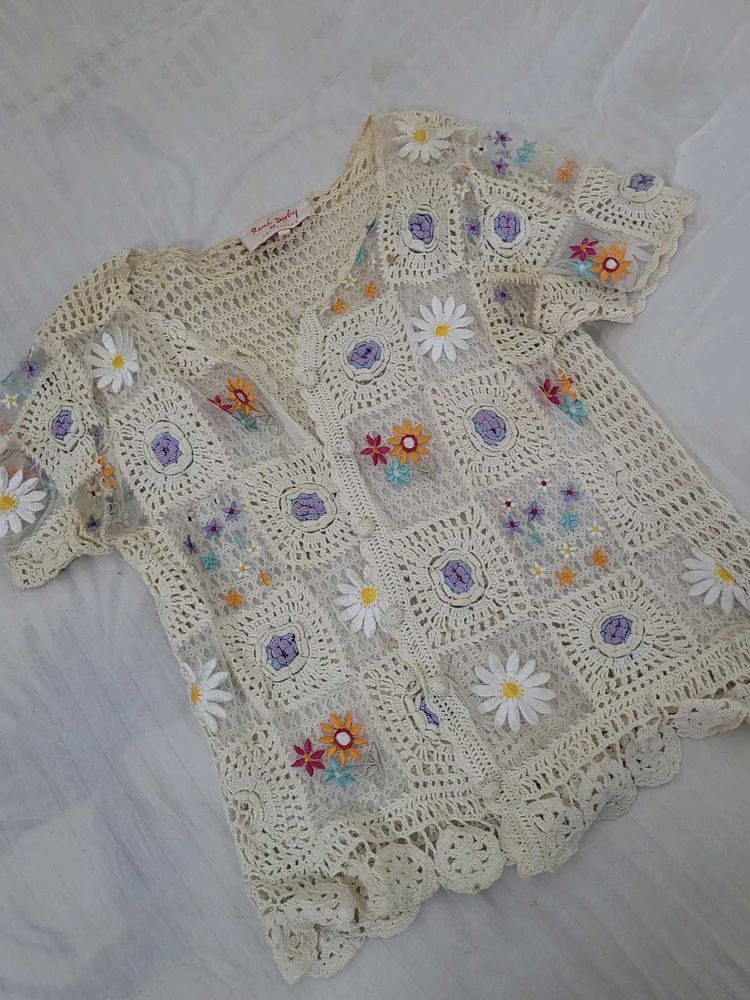 Vintage Crochet Daisy Cardigan
