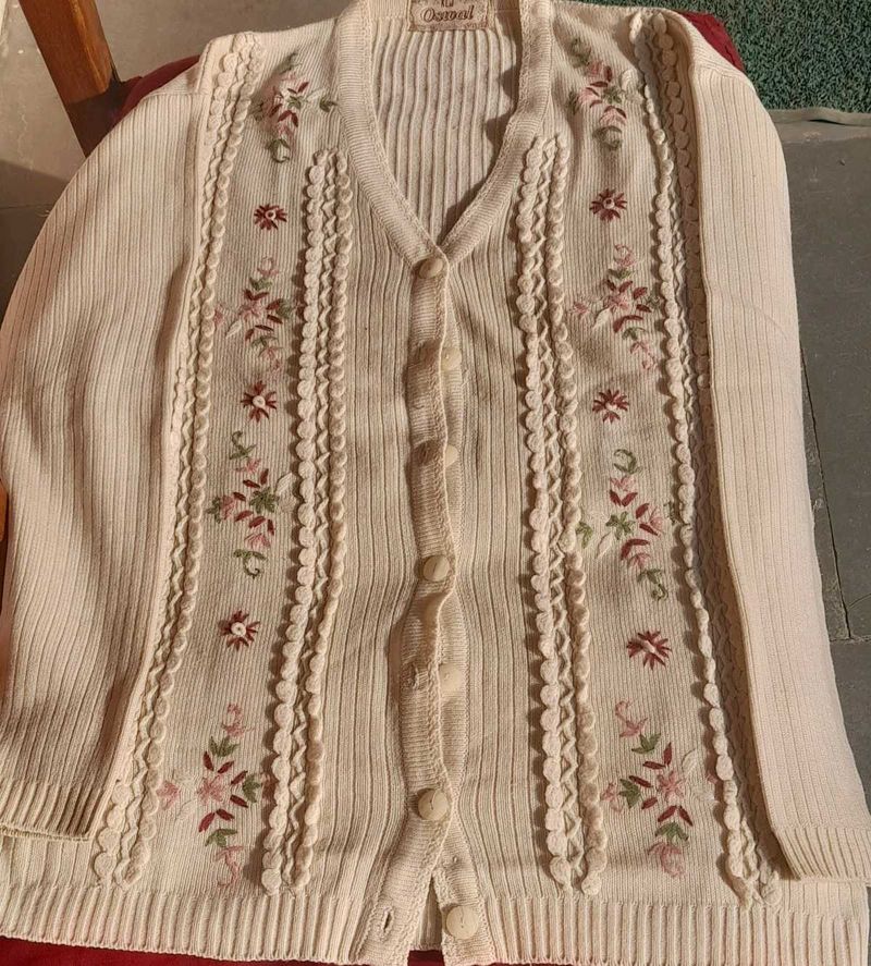 Vintage Floral Embroidered Cardigan