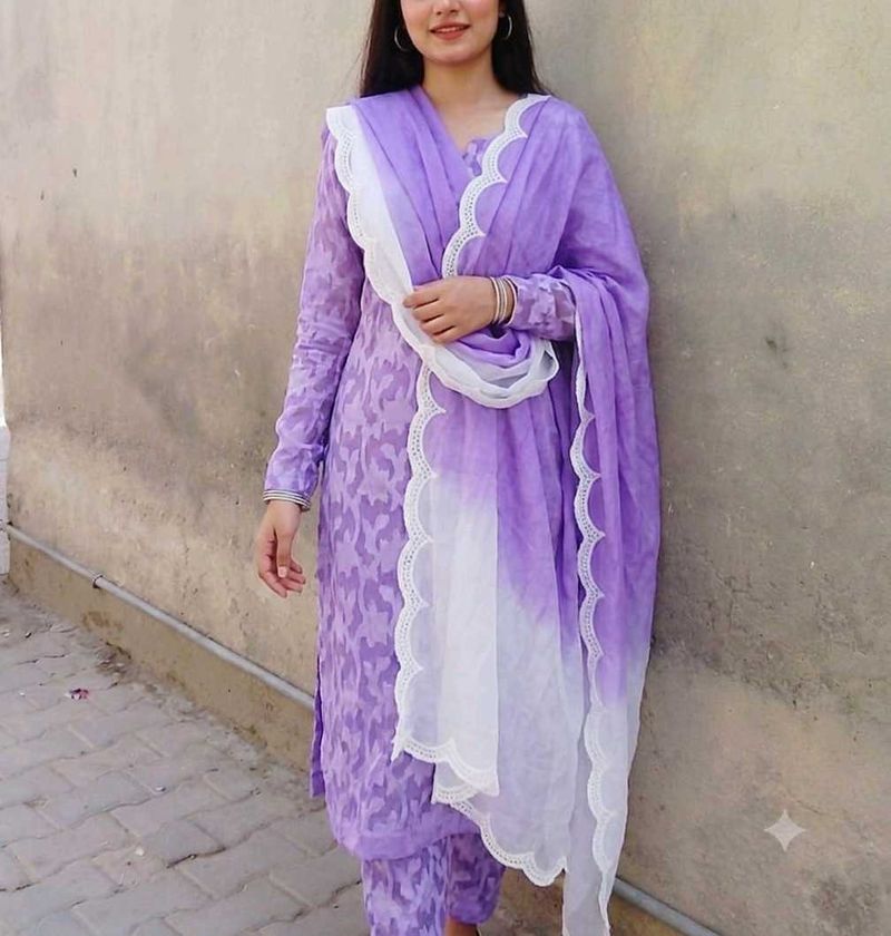 Beautiful Lavender Kurta Set with Dupatta