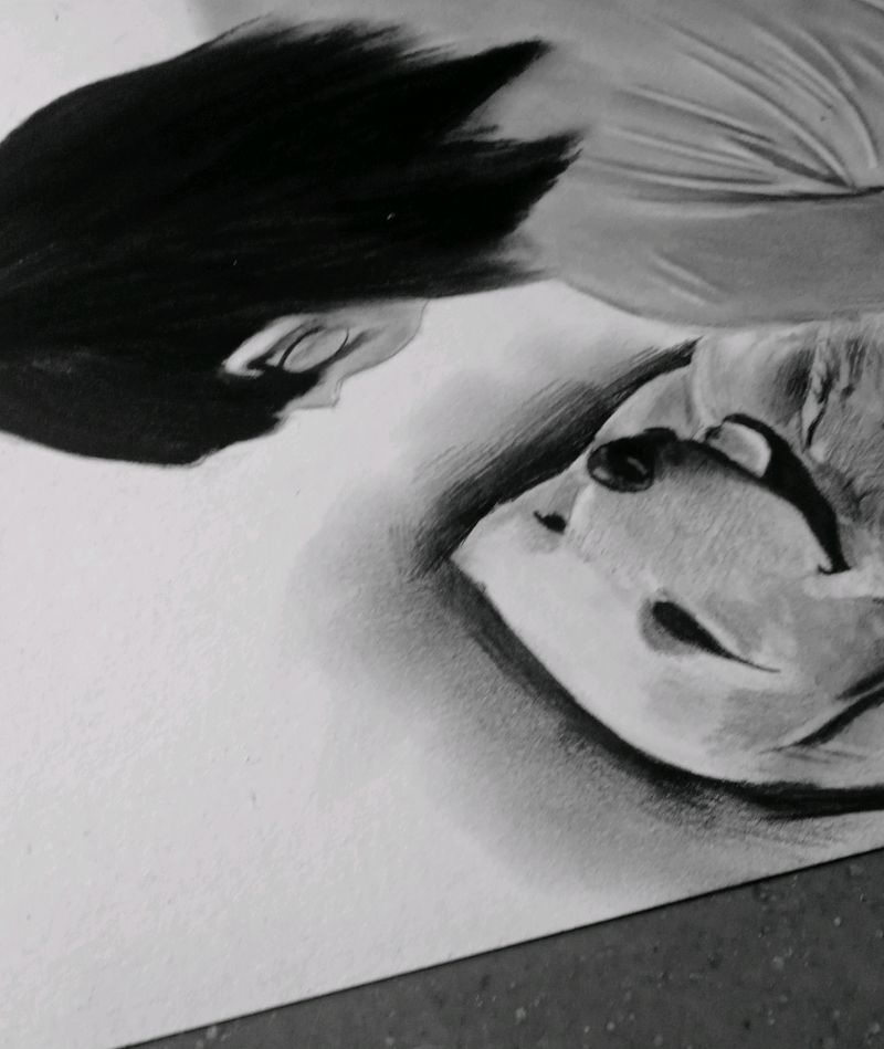 Dog With Girl Sketch  Beautiful Handmade Work