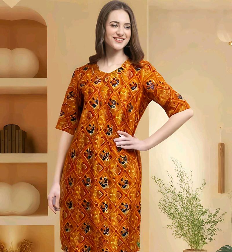 🎏 Kurta in Navy Blue &amp; Gold print Orange