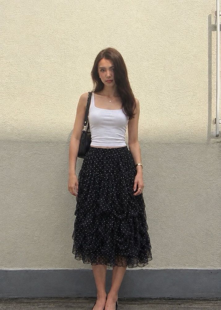 Y2K  Polka Dot Ruffle Designer  Skirt