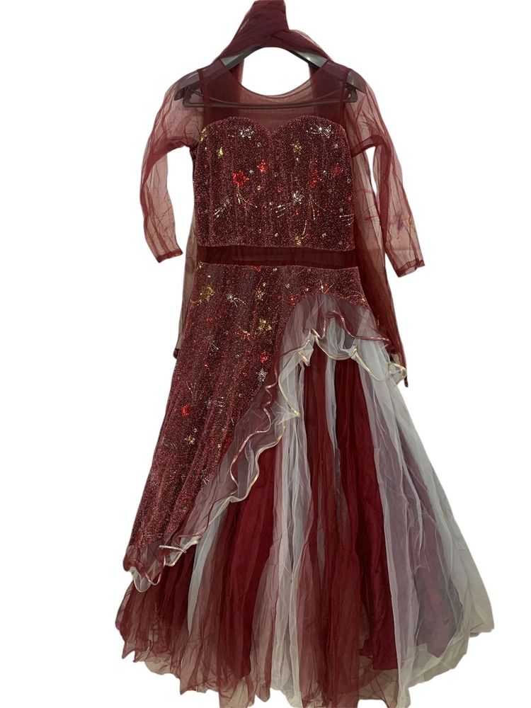 Elegant Maroon Anarkali Dress