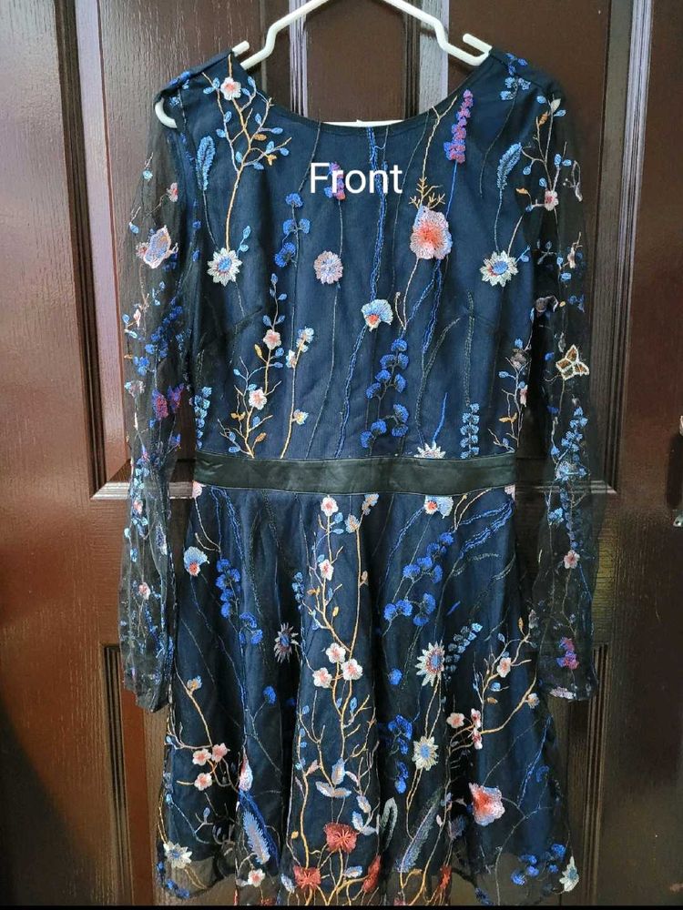 Women Embroidered Floral Mesh Dress
