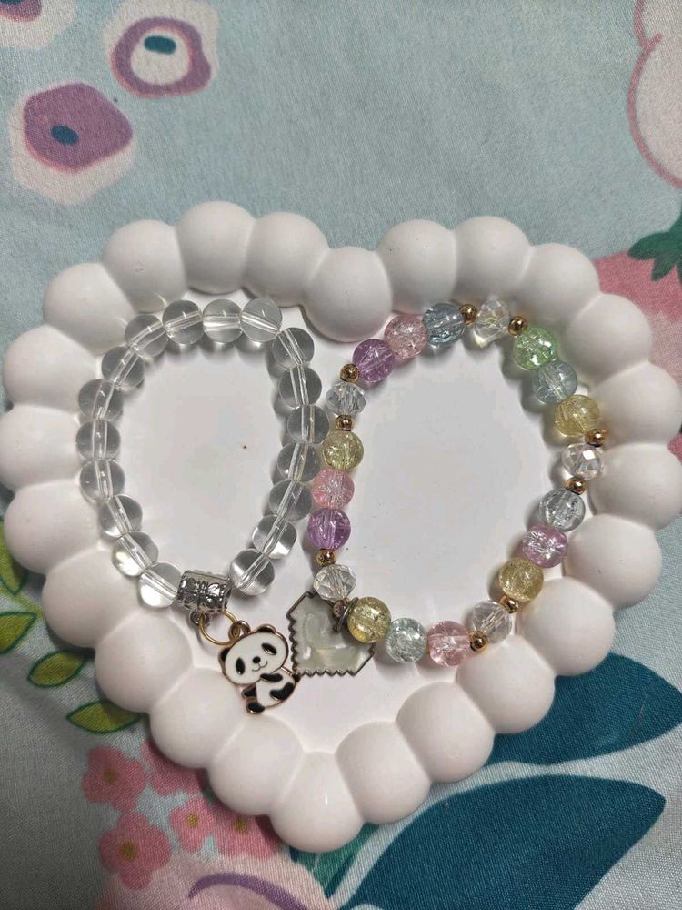 Cute Panda &amp; Pastel Beaded Bracelets Set