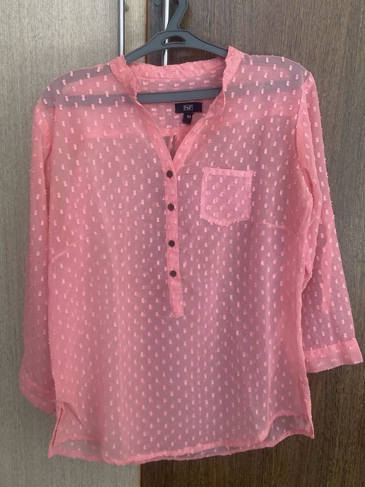 Sheer Pink Textured Top M size